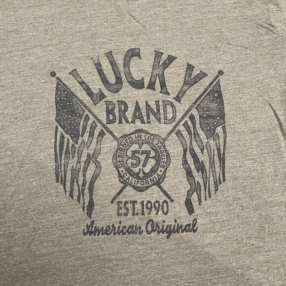 Lucky Brand Graphic T-Shirt Mens Large Green Crew Neck Short Sleeve Casual Tee - Picture 8 of 11